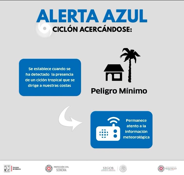 12 municipios del sur de Sonora en alerta azul por huracán Bud Ser